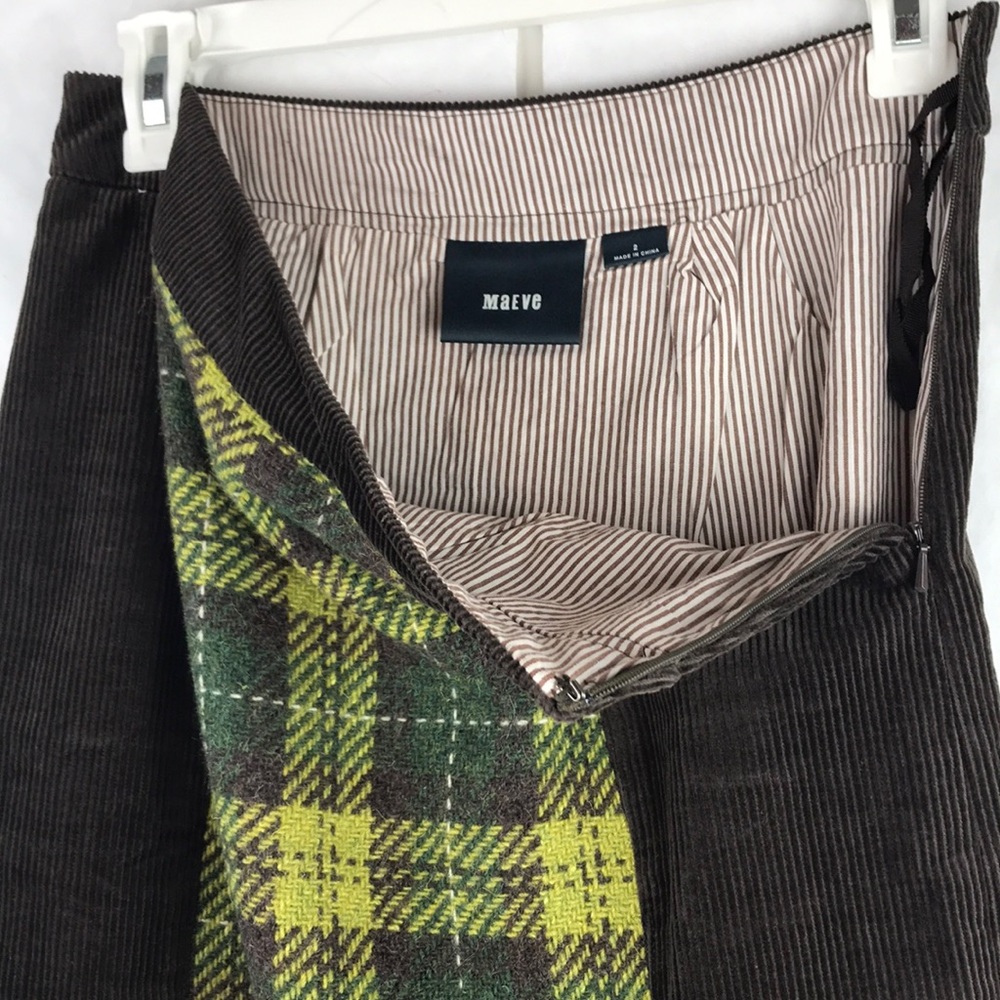 Anthro Maeve corduroy preppy school girl plaid autumn mini skirt size 2 - Picture 5 of 5